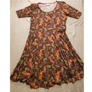 LuLaRoe Purple Green Orange Floral Dress Size 3XL